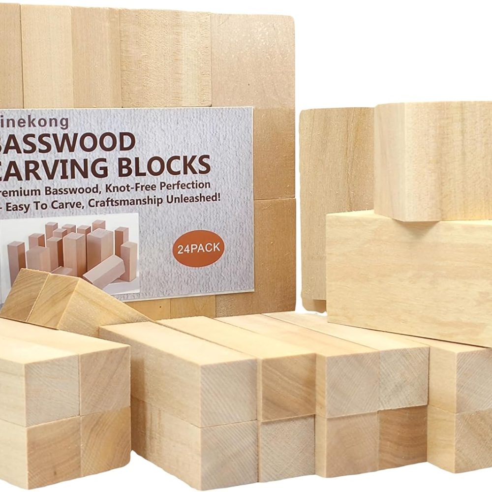 24PCS Basswood Carving Blocks with 3 Sizes，Whittling Wood Carving Kit,Soft Basswood for Carving(4"x1"x1",4"x2"x2",2"x2"x2")