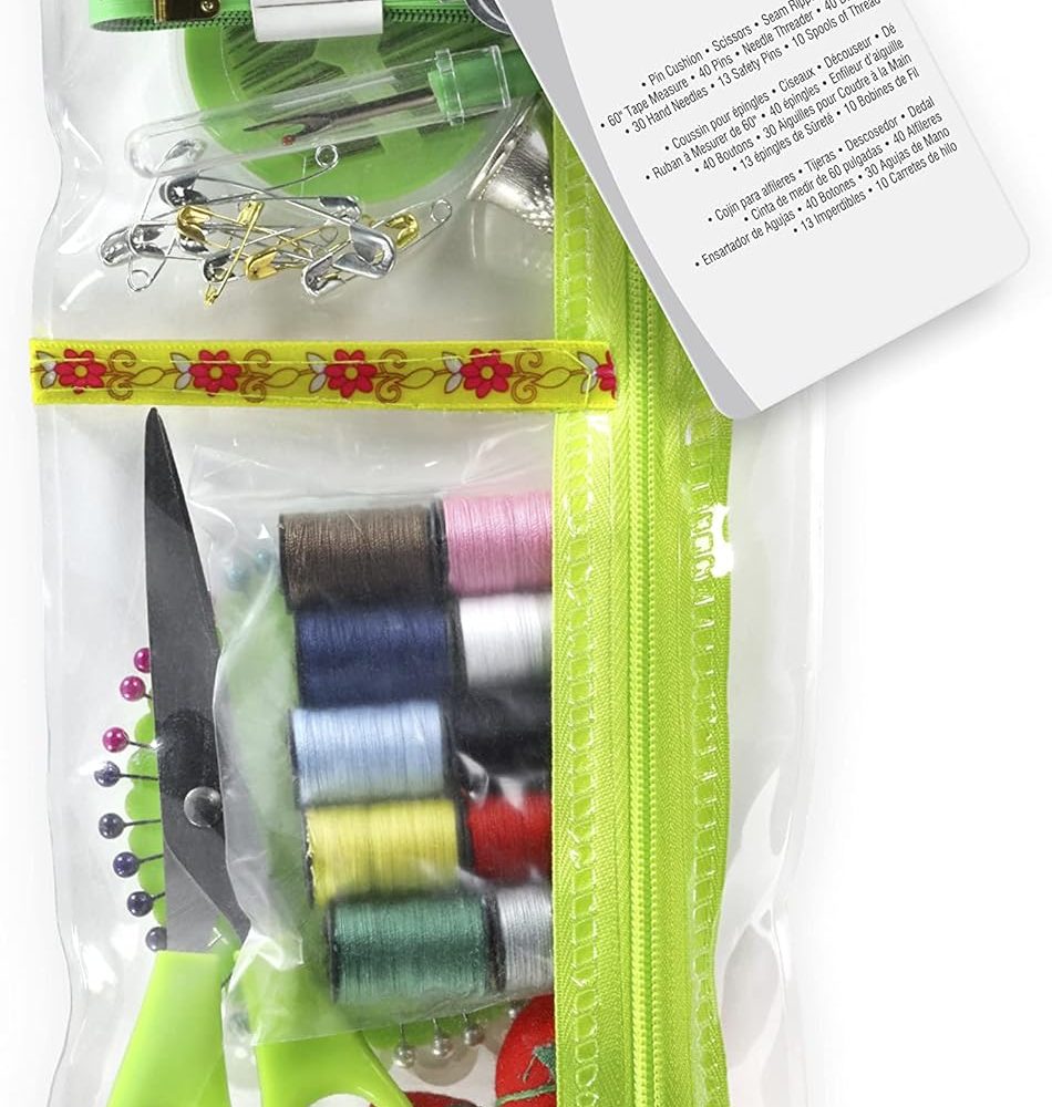 Dritz Sewing & Repair, Assorted Colors Sewing Kit, 1 Count (Pack of 1), Clear